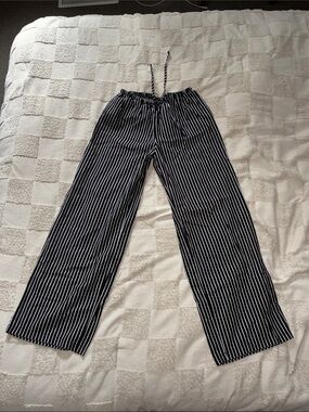 No Boundaries Black and White Striped Wide Leg Pants